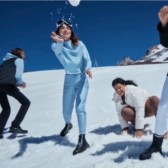 Athleta Apres Ski Down Quilted High Rise Jogger Pants in Heron Blue Sz 16 - Picture 2 of 10